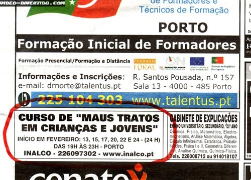 Curso de maus tratos em criancas e jovens